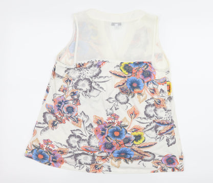 Preloved NEXT Womens Ivory Floral Jersey Basic T-Shirt Size 6 - Back