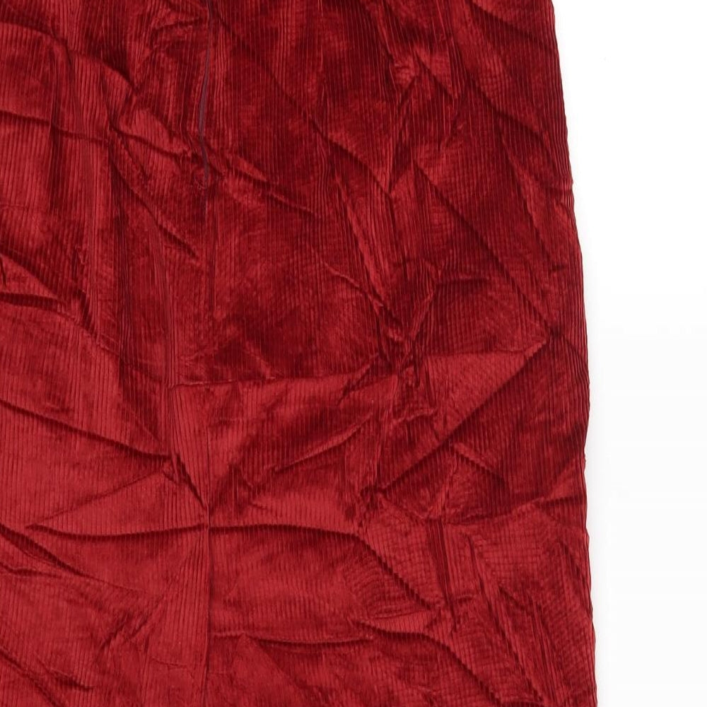 Preworn Womens Red  Corduroy Straight & Pencil Skirt Size 30 in