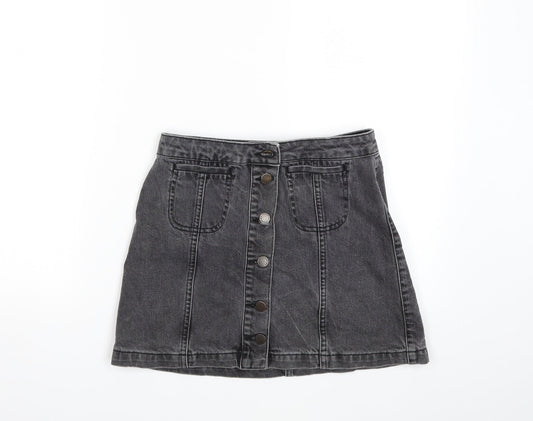 Topshop Womens Grey  Denim Mini Skirt Size 26 in