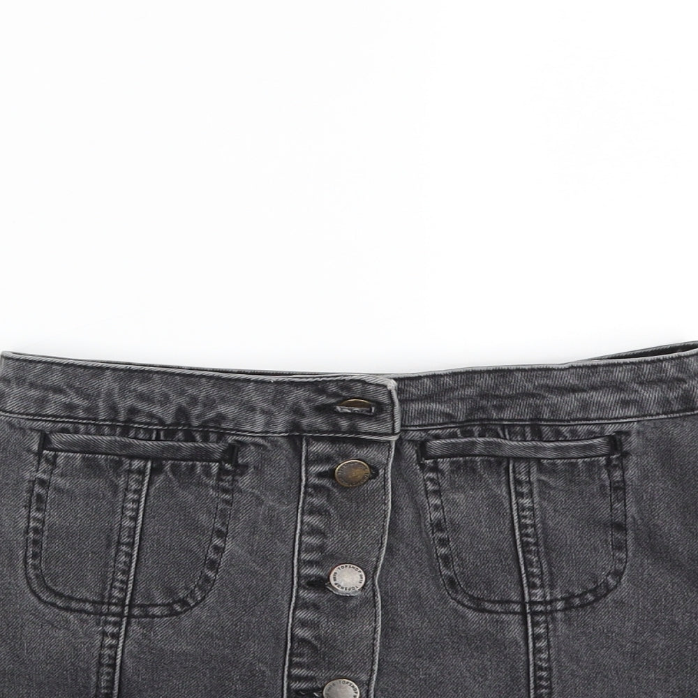 Topshop Womens Grey  Denim Mini Skirt Size 26 in
