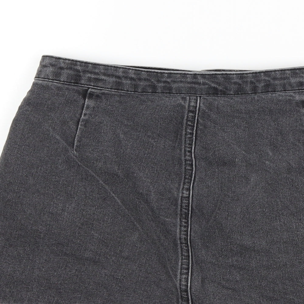 Topshop Womens Grey  Denim Mini Skirt Size 26 in