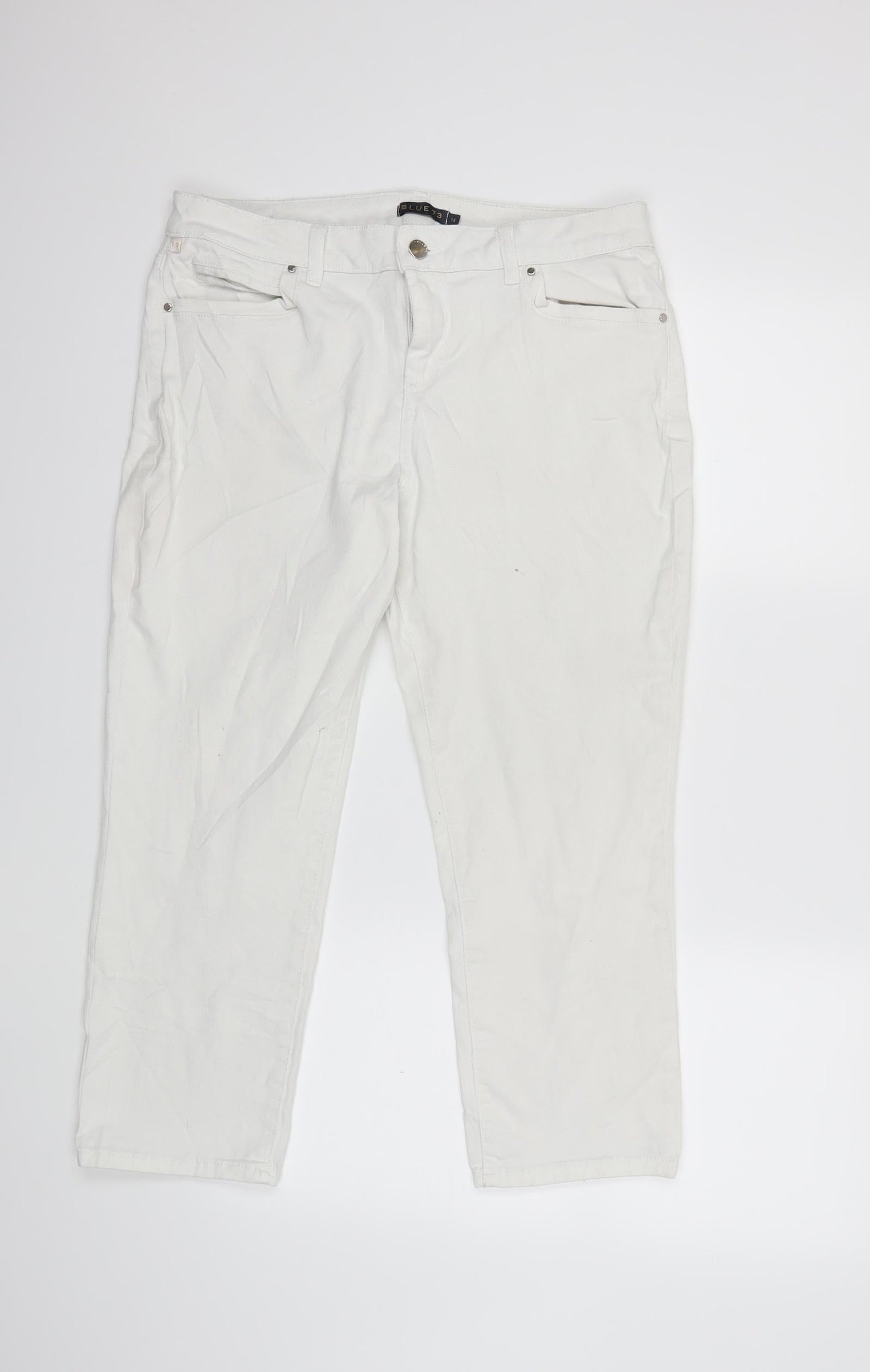 Blue 73 Womens White  Denim Straight Jeans Size 14 L23 in