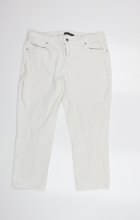 Blue 73 Womens White  Denim Straight Jeans Size 14 L23 in