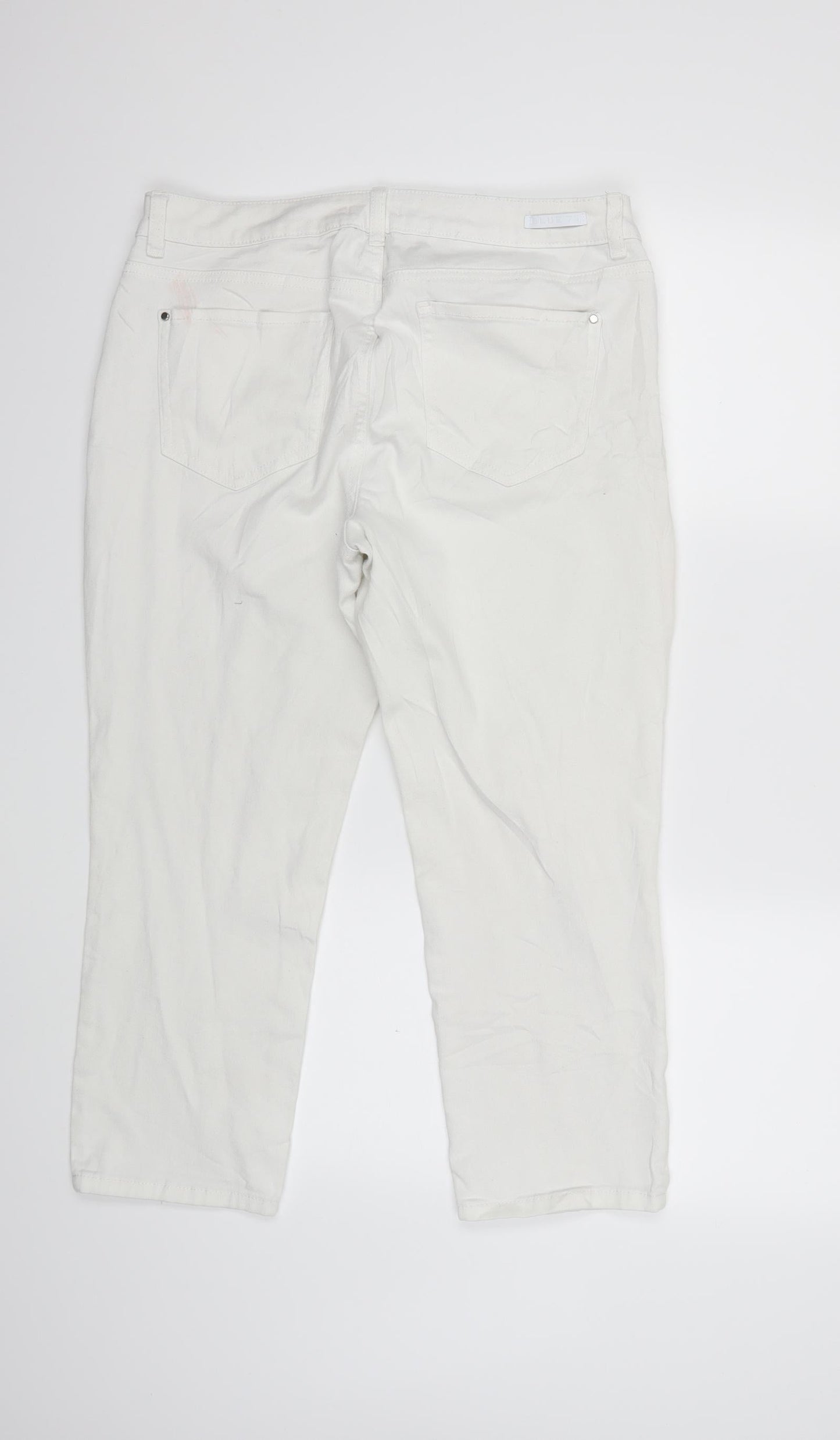 Blue 73 Womens White  Denim Straight Jeans Size 14 L23 in