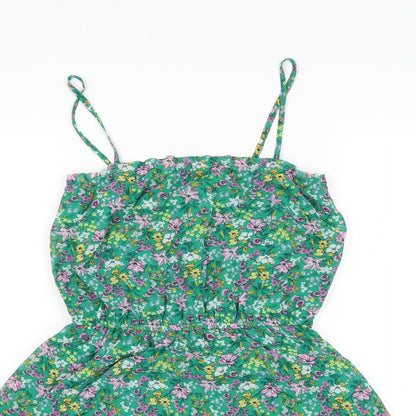 Preloved H&M Womens Green Floral  Basic Blouse Size 10 - Detail