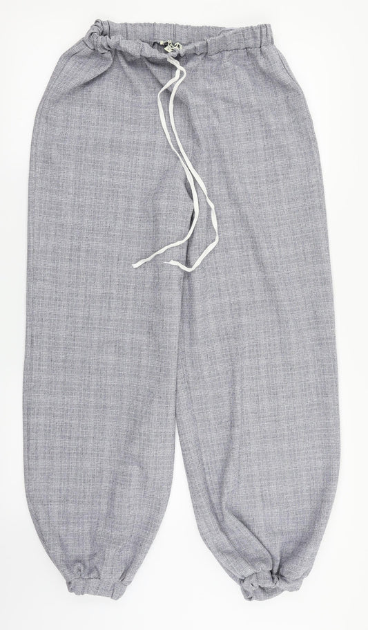 Love Womens Blue Check  Jogger Trousers Size S
