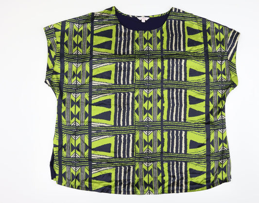 Juliper Womens Green Geometric  Basic Blouse Size 30