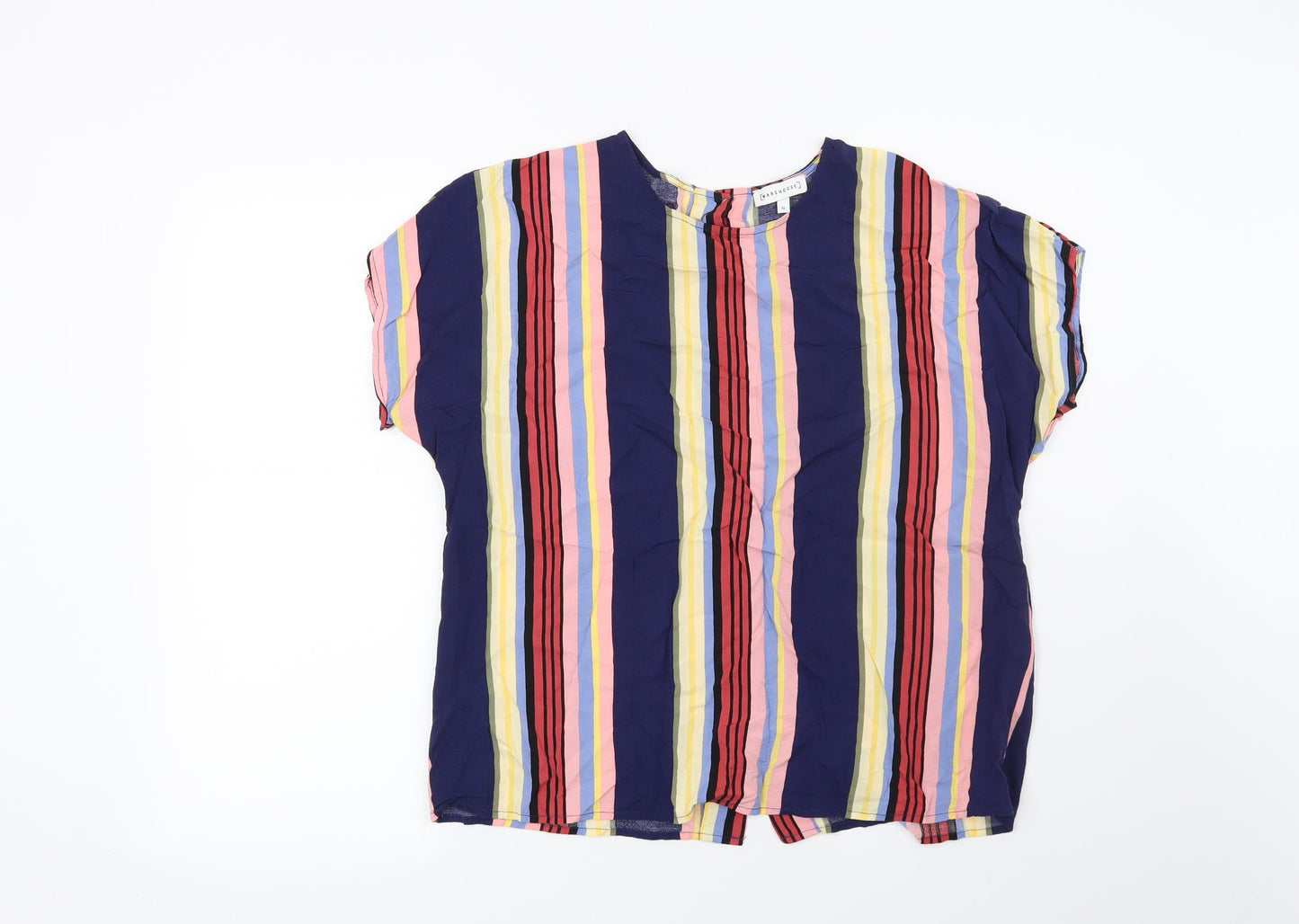 Warehouse Womens Blue Striped  Basic Blouse Size 12
