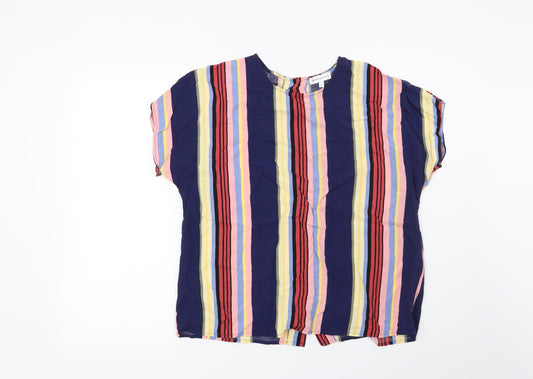 Warehouse Womens Blue Striped  Basic Blouse Size 12