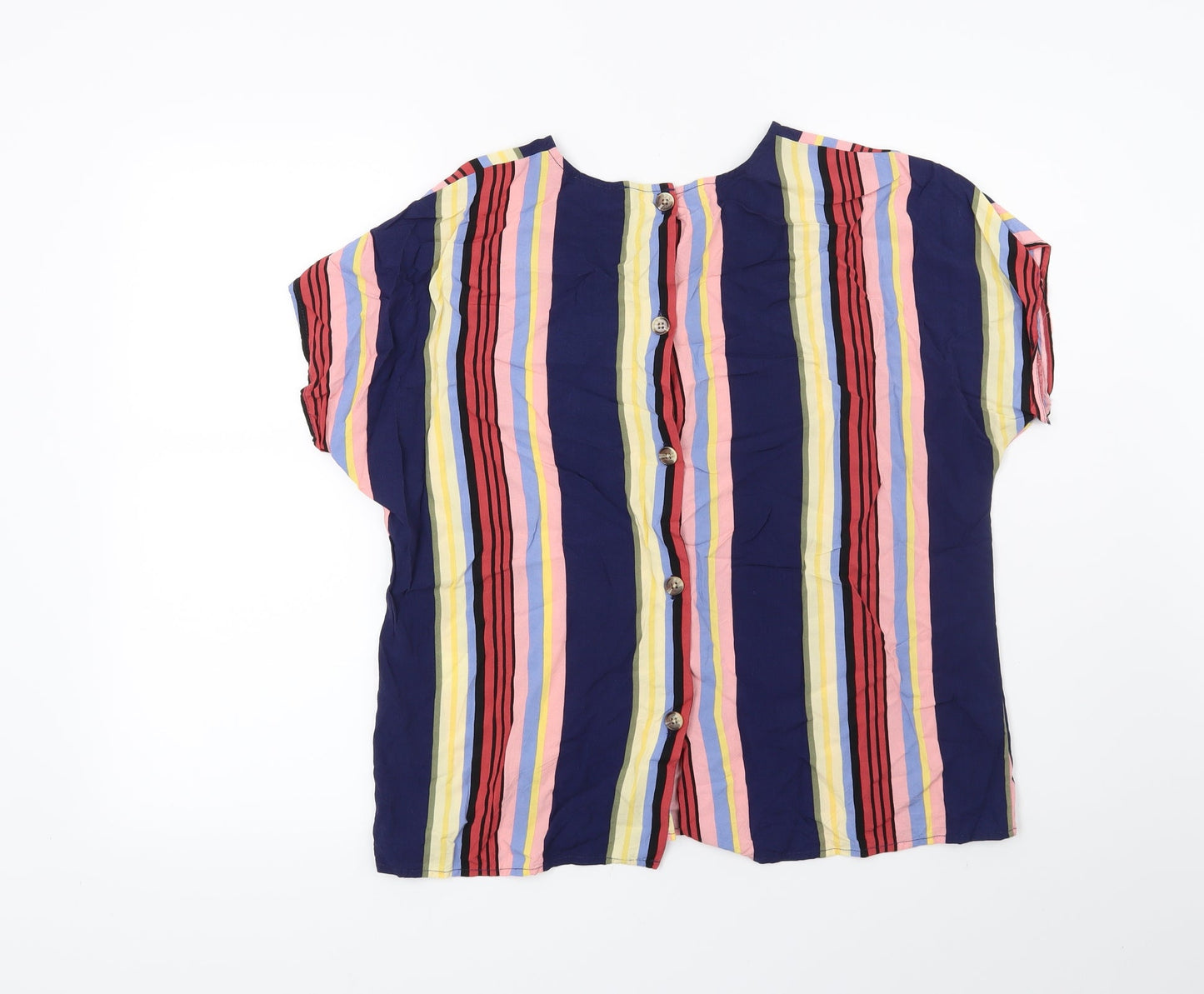 Warehouse Womens Blue Striped  Basic Blouse Size 12