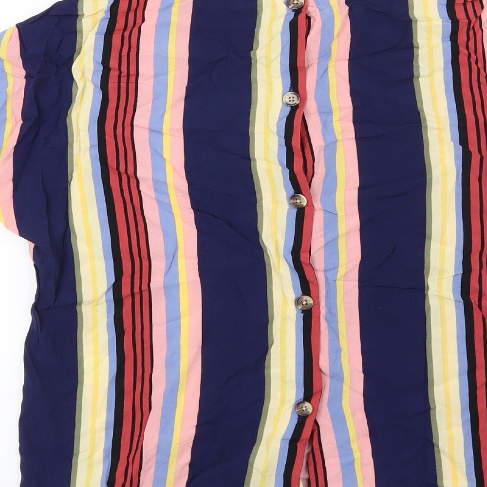 Warehouse Womens Blue Striped  Basic Blouse Size 12