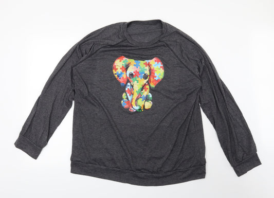 Preworn Womens Grey   Pullover Sweatshirt   - Elephant