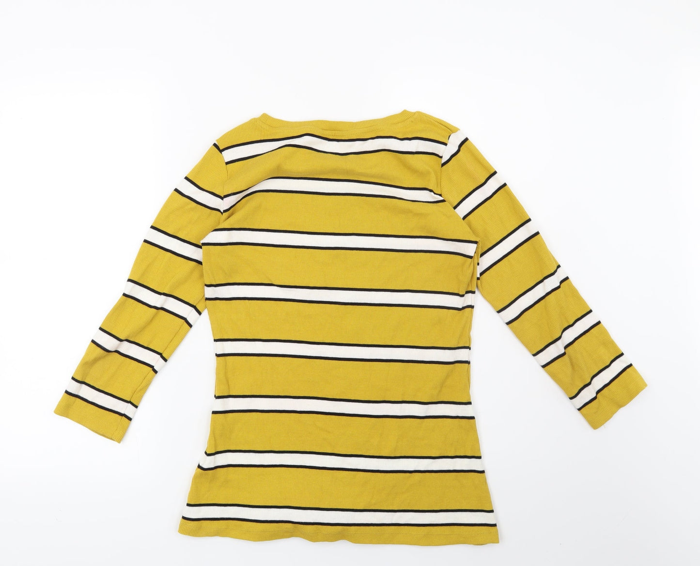F&F Womens Yellow Striped  Pullover Sweatshirt Size 10