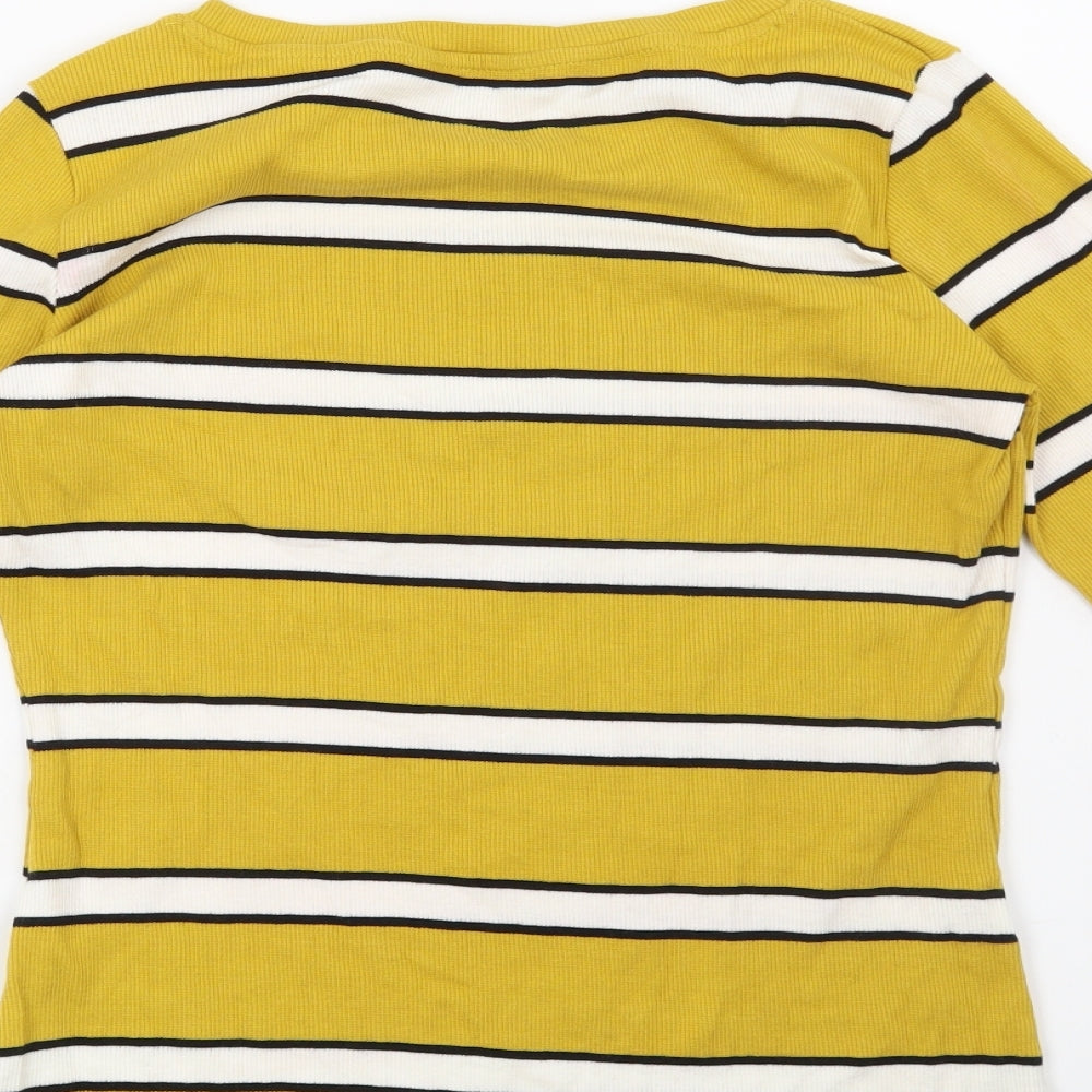 F&F Womens Yellow Striped  Pullover Sweatshirt Size 10