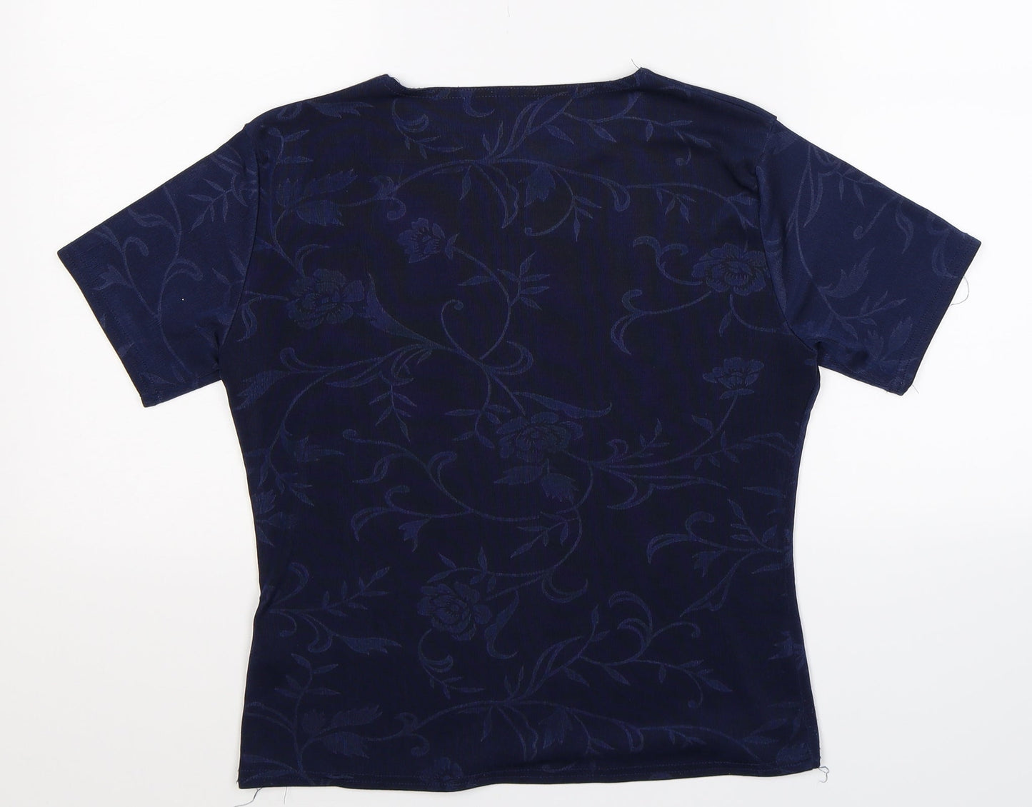Preworn Womens Blue Floral  Basic T-Shirt Size 10