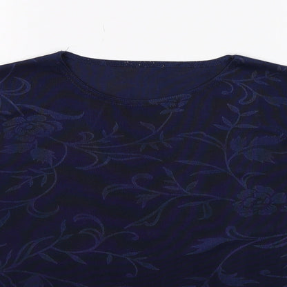 Preloved Preworn Womens Blue Floral  Basic T-Shirt Size 10 - Detail