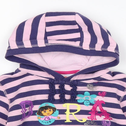 Preloved Nickelodeon Girls Multicoloured Striped  Pullover Hoodie Size S  - Dora The Explorer - Detail