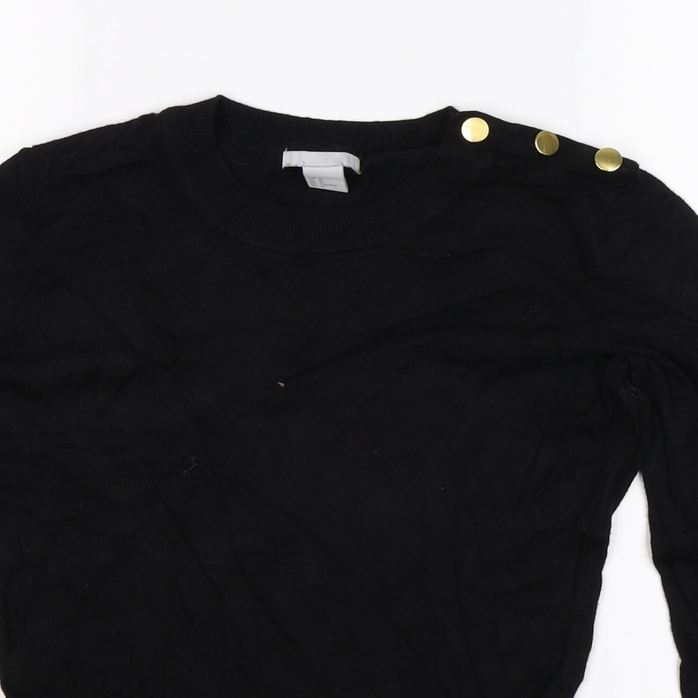 H&M Womens Black  Knit Pullover Jumper Size M