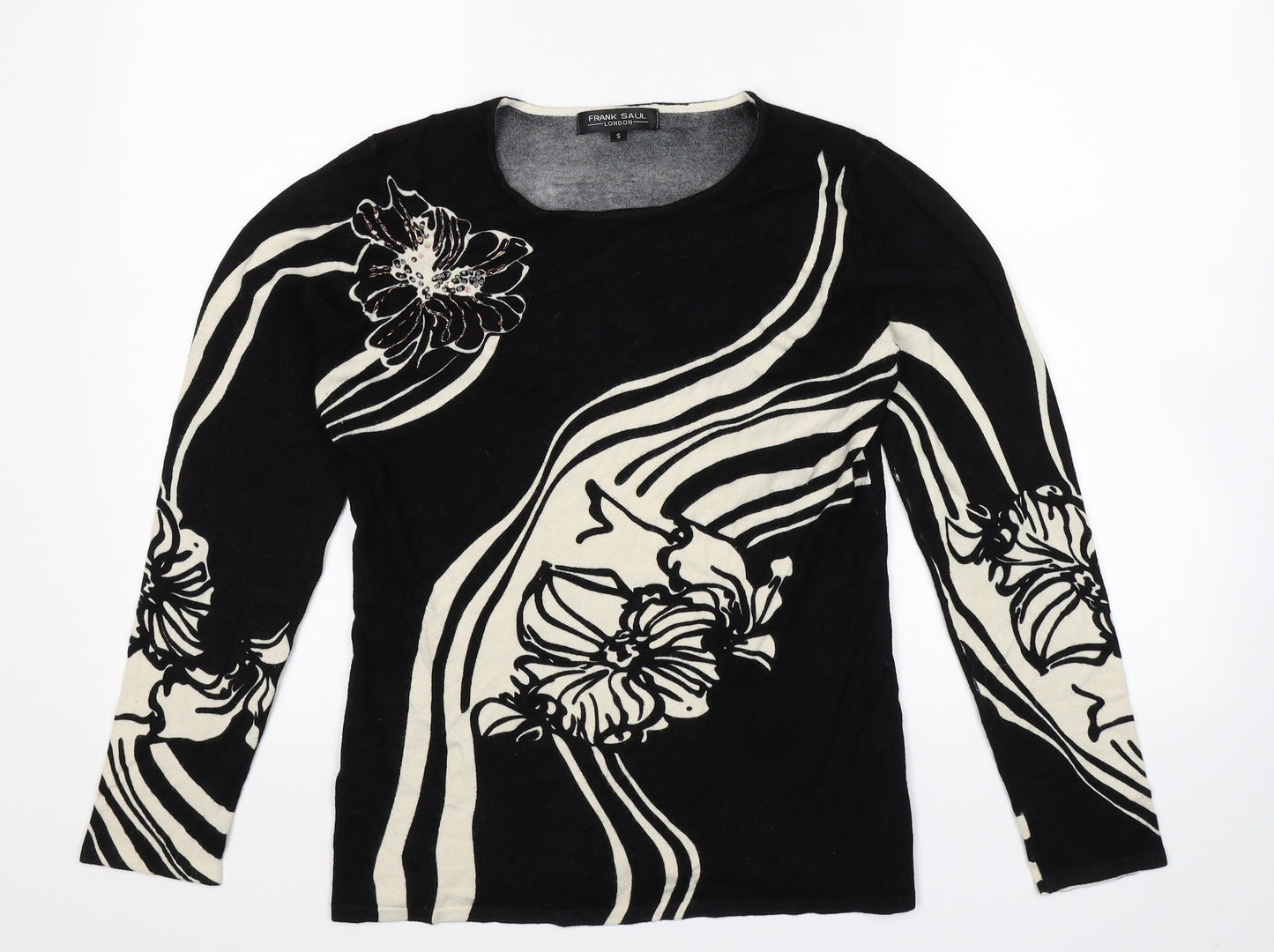 Frank Saul Womens Black  Knit Pullover Jumper Size S