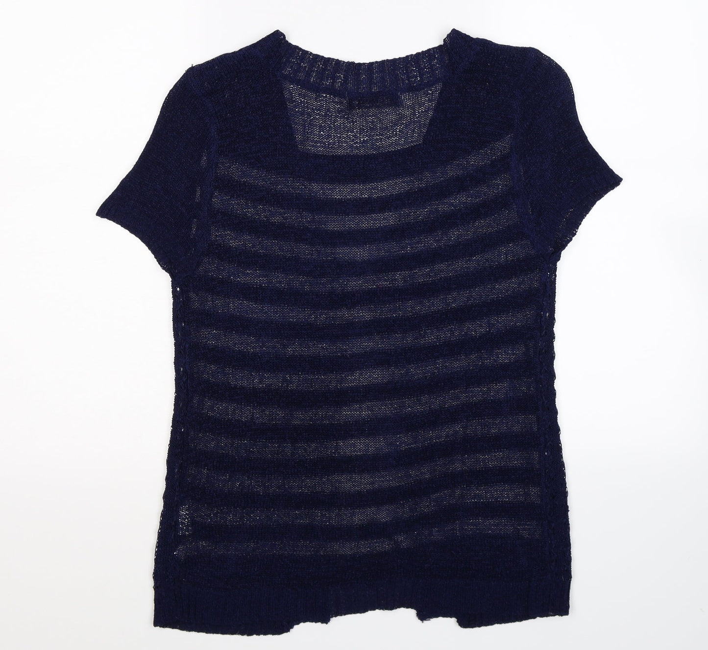 Just Elegance Womens Blue Striped Knit Pullover Jumper Size M
