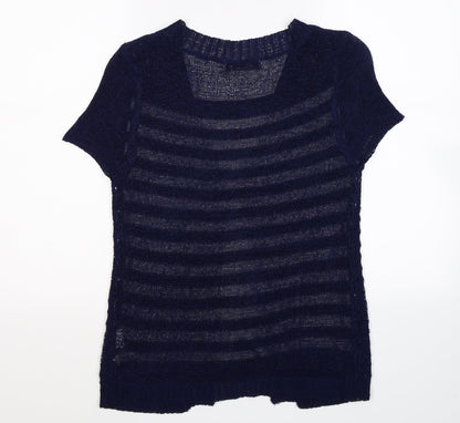 Preloved Just Elegance Womens Blue Striped Knit Pullover Jumper Size M - Back