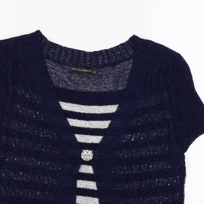 Preloved Just Elegance Womens Blue Striped Knit Pullover Jumper Size M - Detail