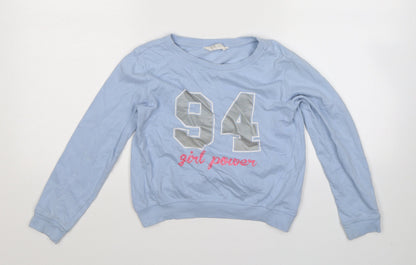 Preloved H&M Girls Blue   Pullover Sweatshirt Size 9-10 Years - Front