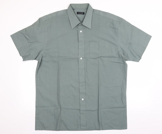 Living Mens Green    Button-Up Size L