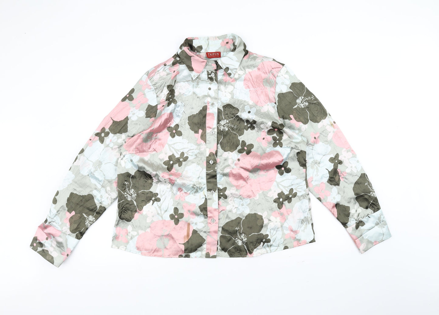 Taifun Womens Green Floral  Basic Button-Up Size 18