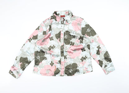 Preloved Taifun Womens Green Floral  Basic Button-Up Size 18 - Front
