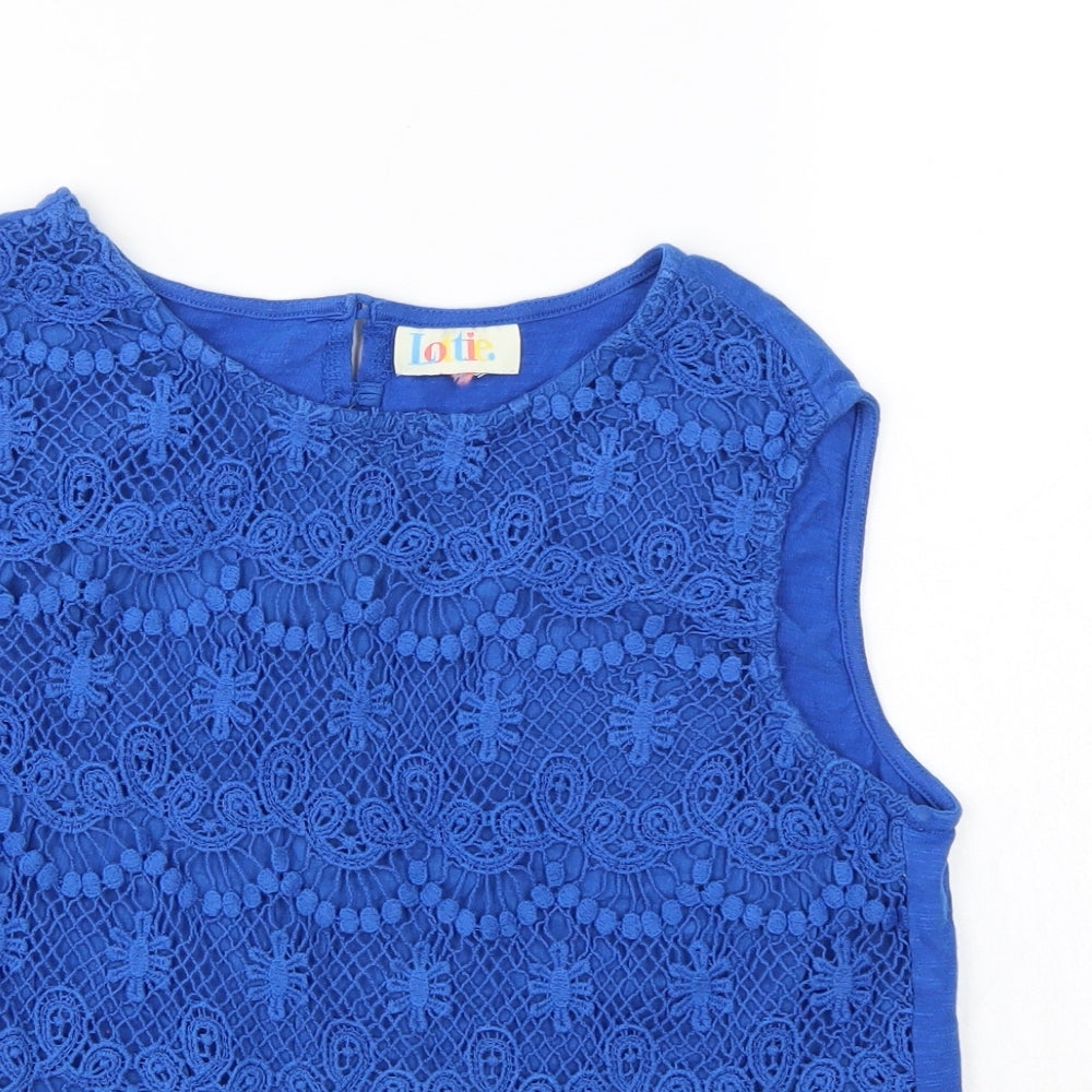 Lottie Womens Blue Geometric  Basic Blouse Size 12