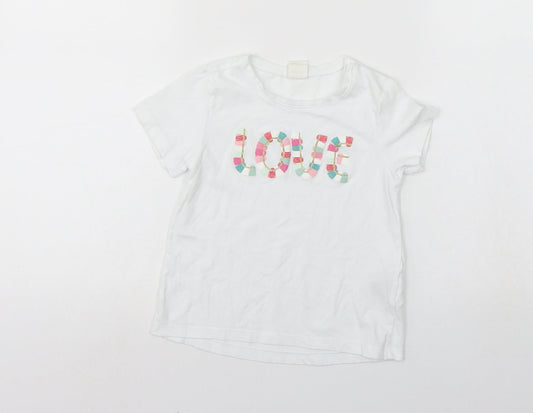 H&M Girls White   Basic T-Shirt Size 2-3 Years