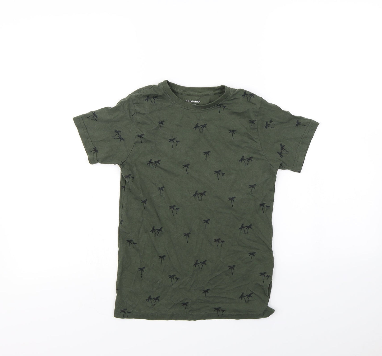 Primark Boys Green Spotted  Basic T-Shirt Size 8 Years  - Palm Tree
