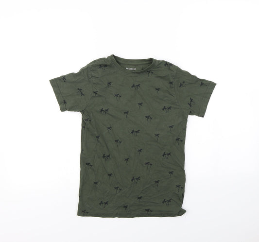 Primark Boys Green Spotted  Basic T-Shirt Size 8 Years  - Palm Tree