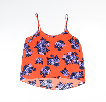 Preloved Papaya Womens Orange Floral  Basic Tank Size 10 - Back