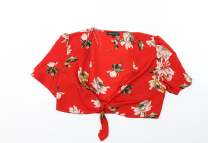 Preloved Cameo rose Womens Red Floral  Basic Blouse Size 12 - Front