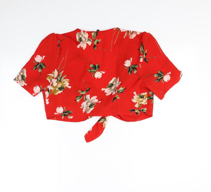 Preloved Cameo rose Womens Red Floral  Basic Blouse Size 12 - Back