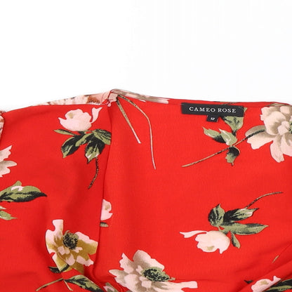 Preloved Cameo rose Womens Red Floral  Basic Blouse Size 12 - Detail