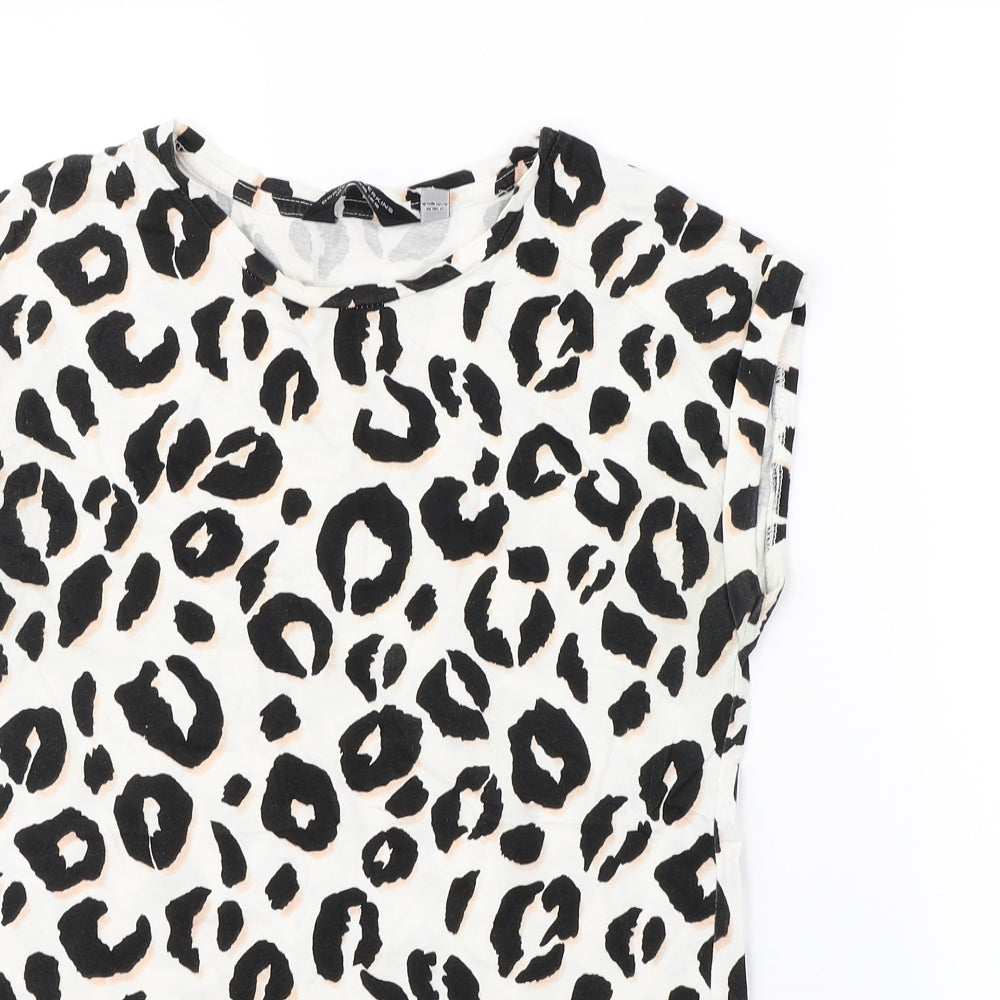 Dorothy Perkins Womens White Animal Print  Basic T-Shirt Size 10