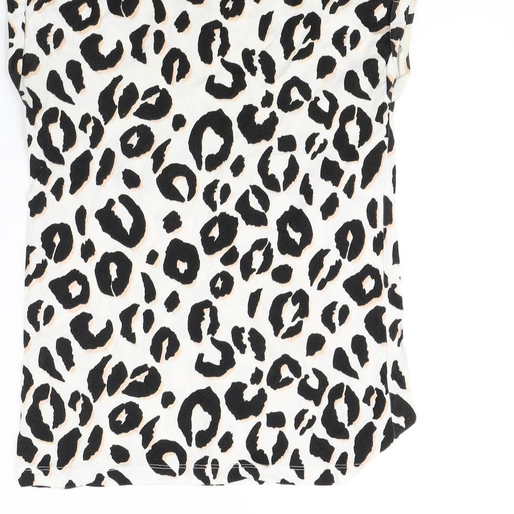 Dorothy Perkins Womens White Animal Print  Basic T-Shirt Size 10