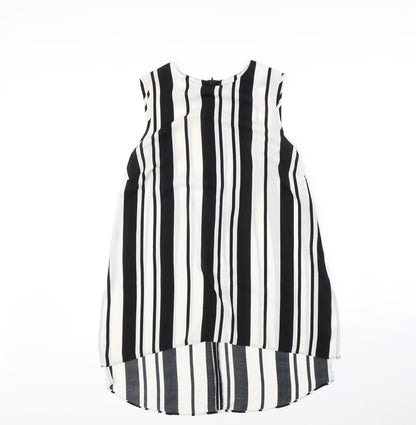 Preloved Papaya Womens Black Striped  Basic T-Shirt Size 10 - Front