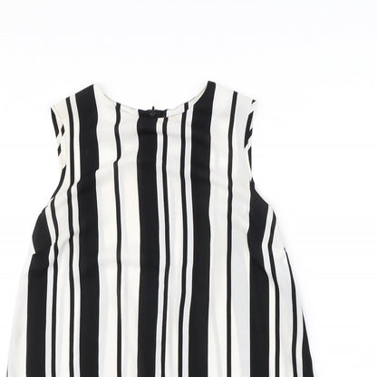 Preloved Papaya Womens Black Striped  Basic T-Shirt Size 10 - Detail