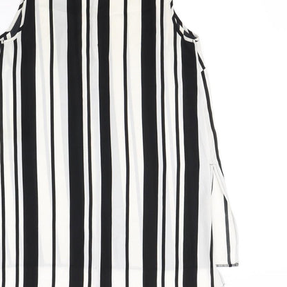 Preloved Papaya Womens Black Striped  Basic T-Shirt Size 10 - Label