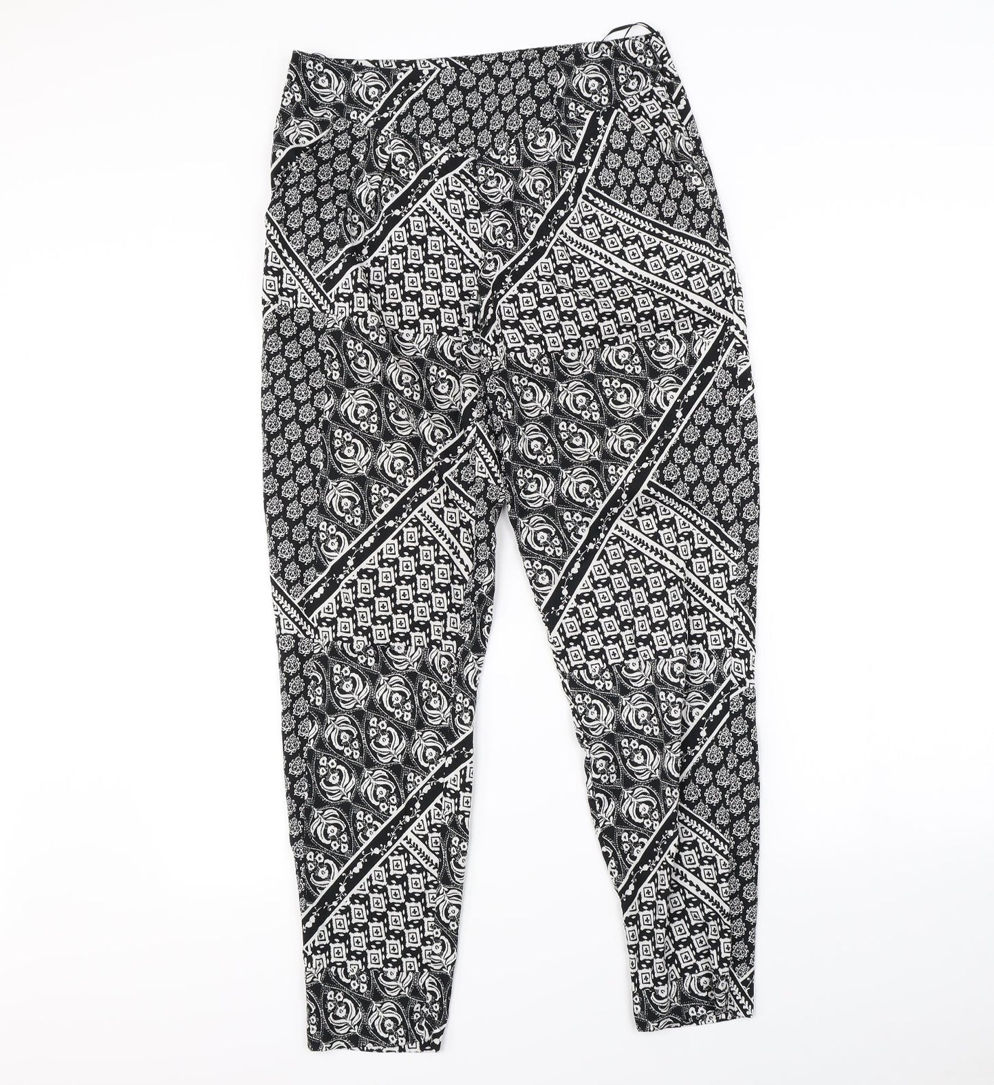 Miss Selfridge  Womens Black Geometric  Trousers  Size 10 L30 in