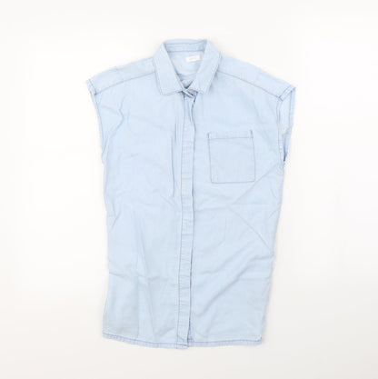 Preloved NEXT Girls Blue   Basic Button-Up Size 7 Years - Front