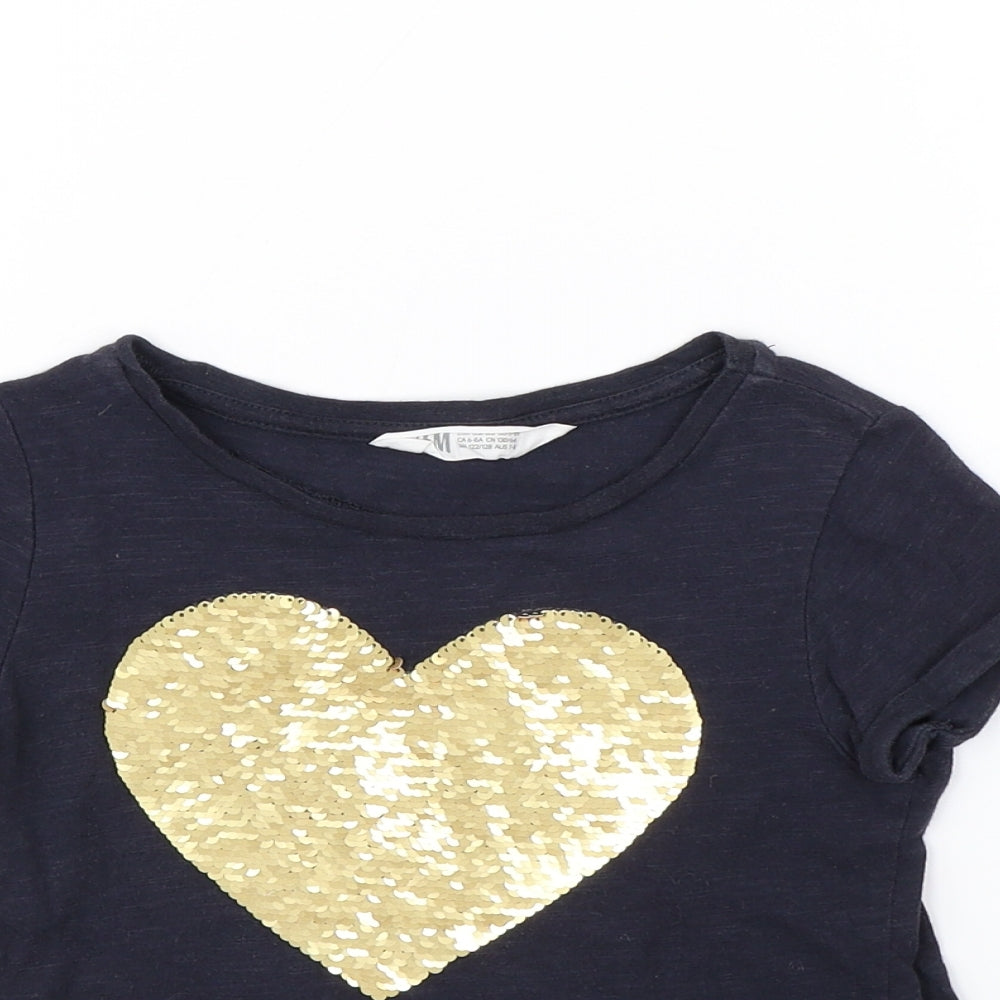 H&M Girls Blue   Basic T-Shirt Size 6 Years