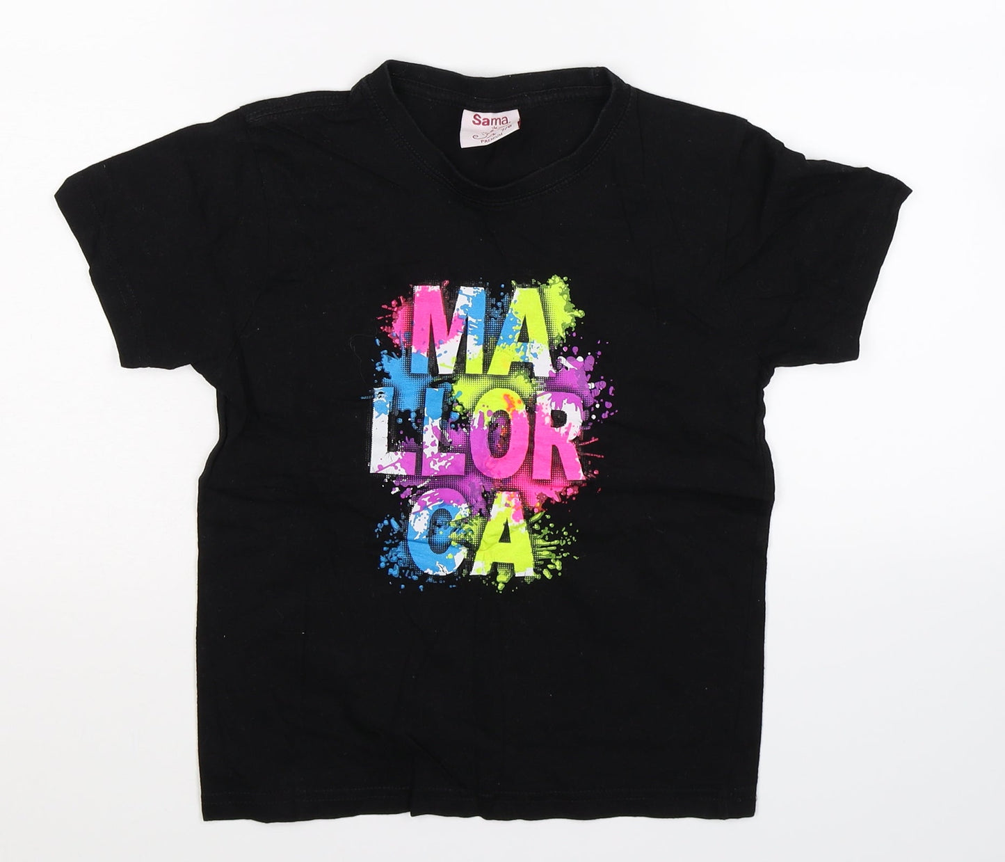 Sama Boys Black   Basic T-Shirt Size 7-8 Years