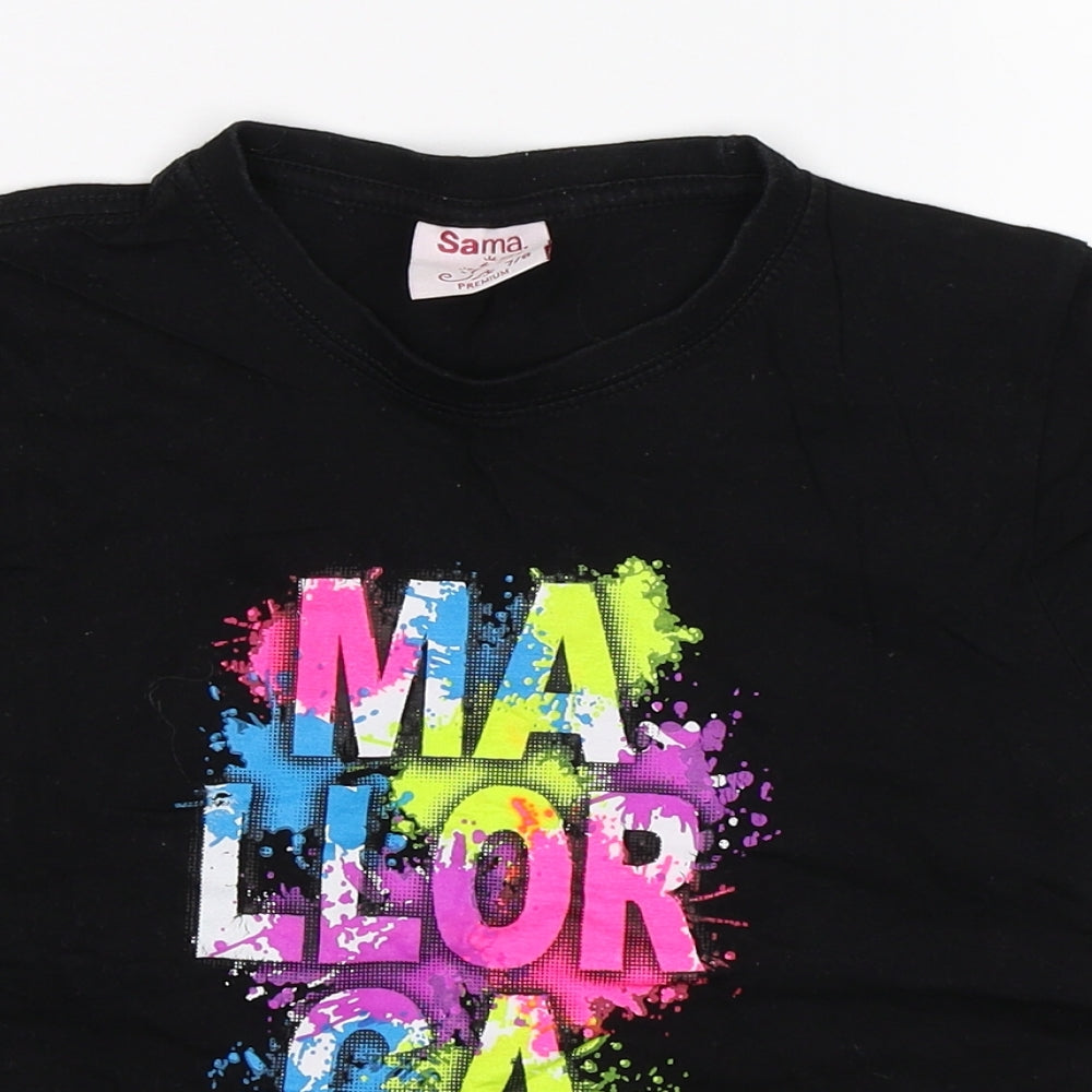 Sama Boys Black   Basic T-Shirt Size 7-8 Years