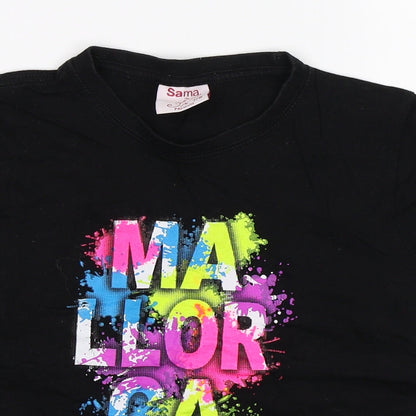 Sama Boys Black   Basic T-Shirt Size 7-8 Years