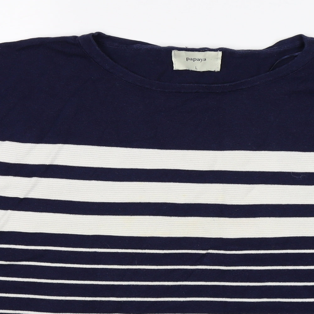 Papaya Womens Blue Striped Knit Pullover Jumper Size L